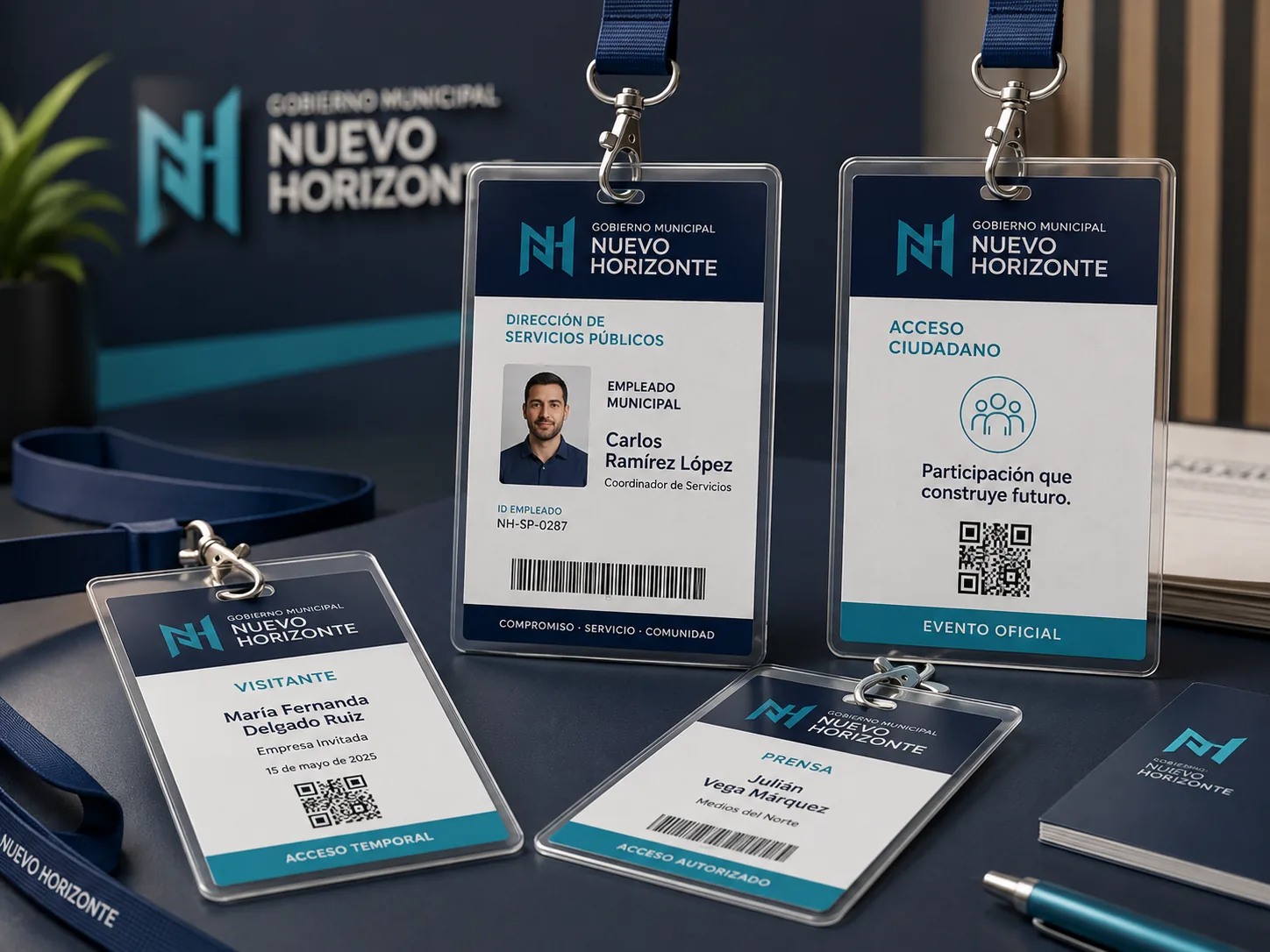 Credenciales y gafetes para funcionarios y personal institucional
